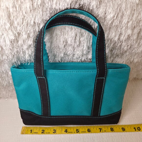 Mini Turquoise Canvas Cosmetic Tote Carry Bag - Picture 9 of 11